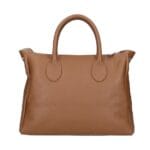 Leren Handtas Millie donkercognac ruime leren handtassen schoudertassen zilver beslag italiaans kopen bestellen