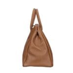 Leren Handtas Millie donkercognac ruime leren handtassen schoudertassen zilver beslag italiaans kopen bestellen side