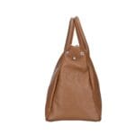 Leren Handtas Millie donkercognac ruime leren handtassen schoudertassen zilver beslag italiaans kopen bestellen side open