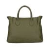 Leren Handtas Millie olijfgroen olijfgroene ruime leren handtassen schoudertassen zilver beslag italiaans kopen bestellen