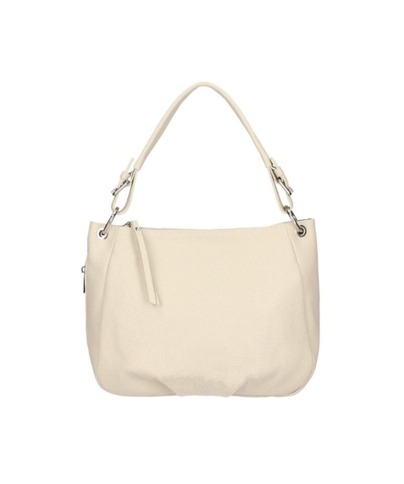 Leren Handtas Otilia beige ruime zacht leren handtassen rits detail trendy unieke italiaans leren tassen kopen bestellen