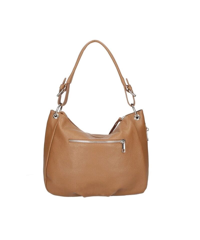 Leren Handtas Otilia cognac ruime zacht leren handtassen rits detail trendy unieke italiaans leren tassen kopen bestellen achter