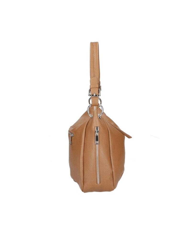 Leren Handtas Otilia cognac ruime zacht leren handtassen rits detail trendy unieke italiaans leren tassen kopen bestellen zij
