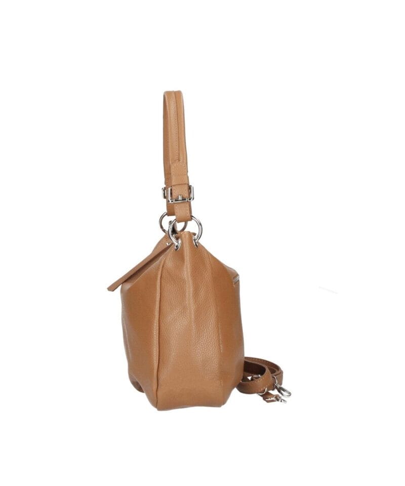 Leren Handtas Odlilia cognac ruime zacht leren handtassen rits detail trendy unieke italiaans leren tassen kopen bestellen zij1