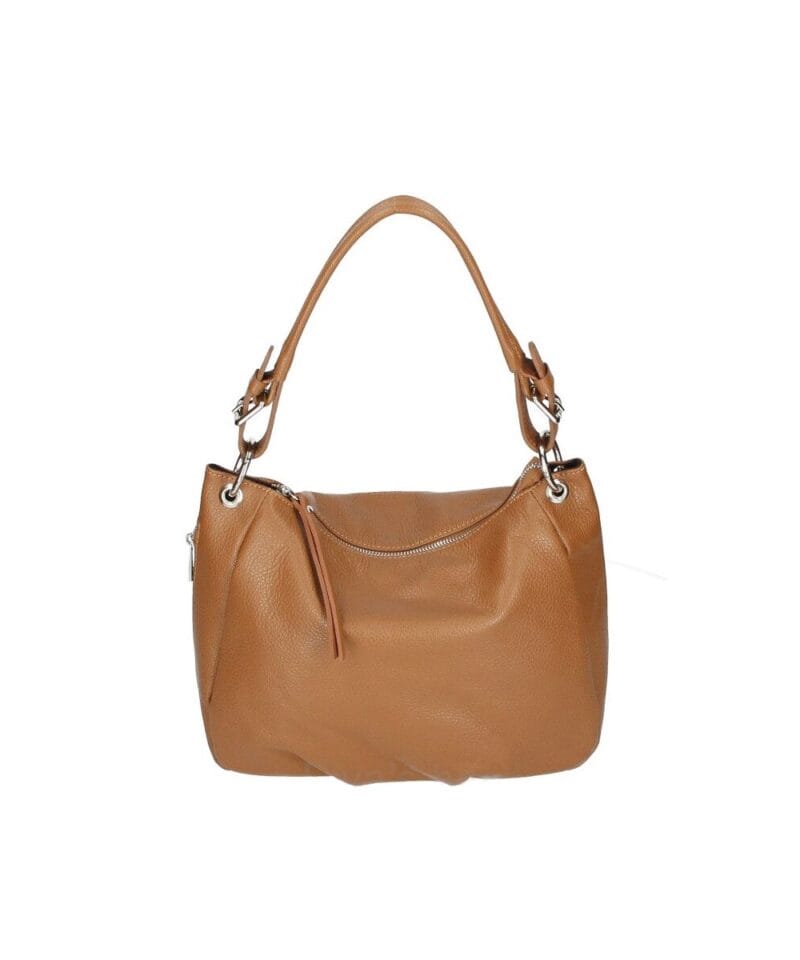 Leren Handtas Odlilia cognac ruime zacht leren handtassen rits detail trendy unieke italiaans leren tassen kopen bestellen1