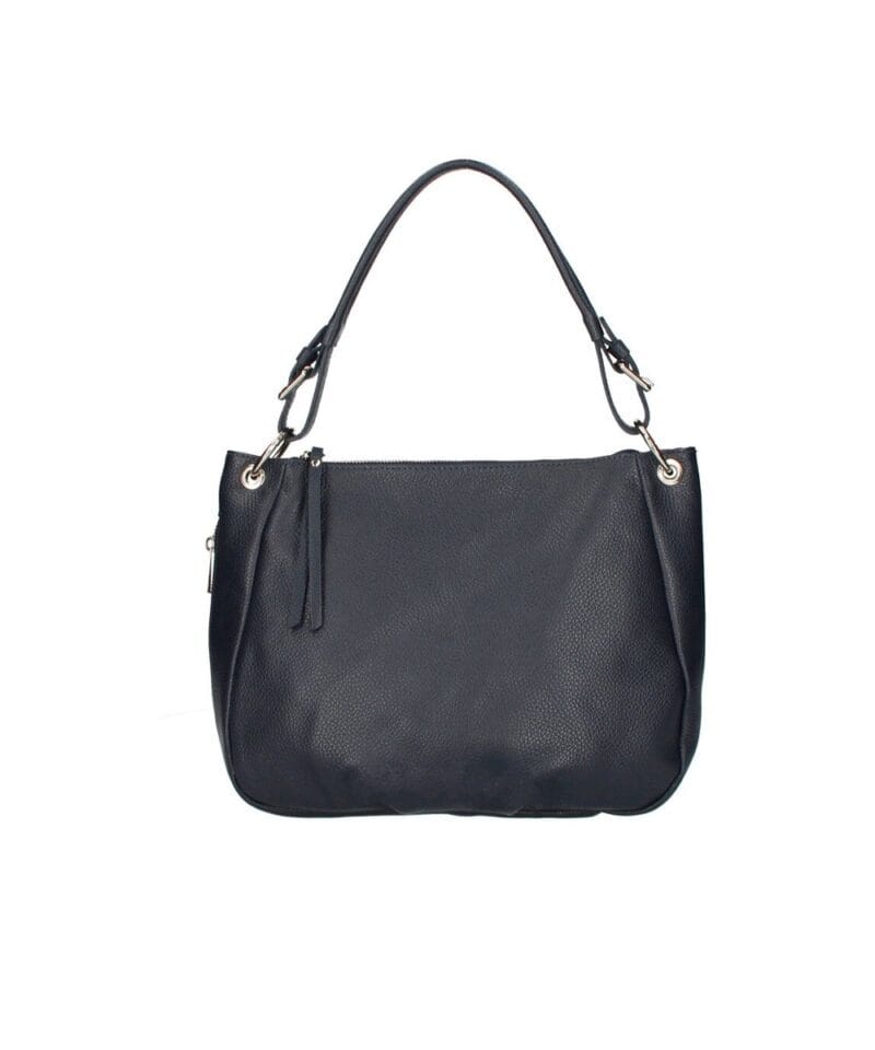 Leren Handtas Otilia donker blauw blauwe navy ruime zacht leren handtassen rits detail trendy unieke italiaans leren tassen kopen bestellen