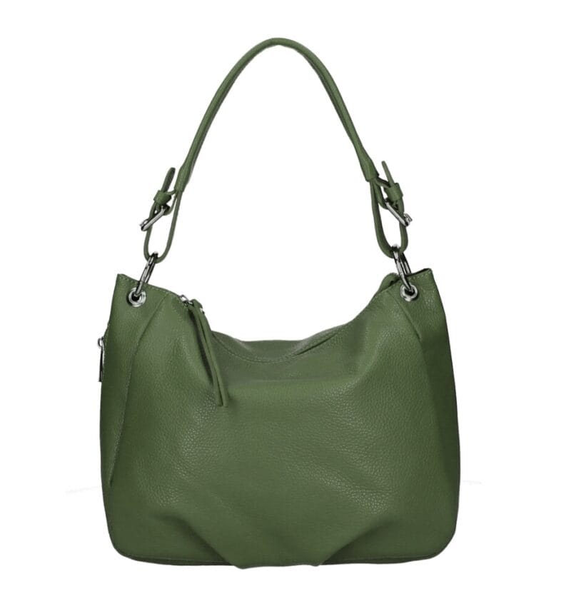 Leren Handtas Otilia leger groen groene ruime zacht leren handtassen rits detail trendy unieke italiaans leren tassen kopen bestellen