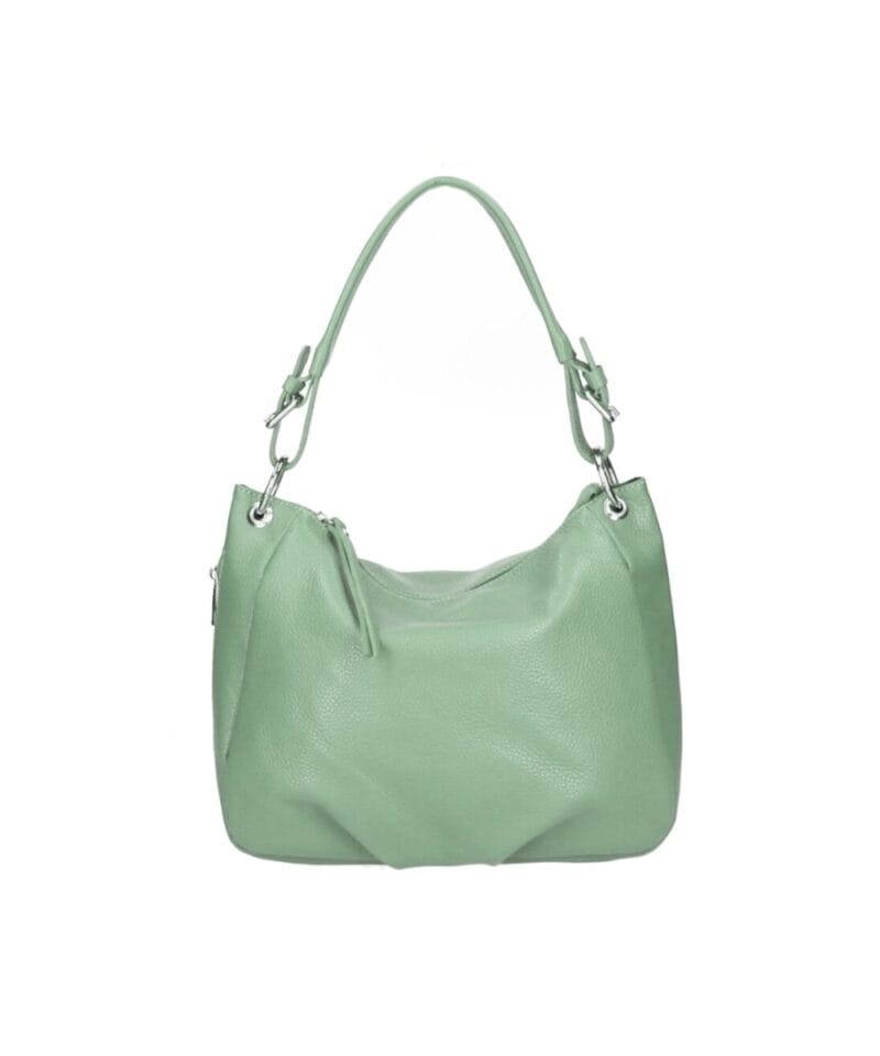 Leren Handtas Otilia mint ruime zacht leren handtassen rits detail trendy unieke italiaans leren tassen kopen bestellen