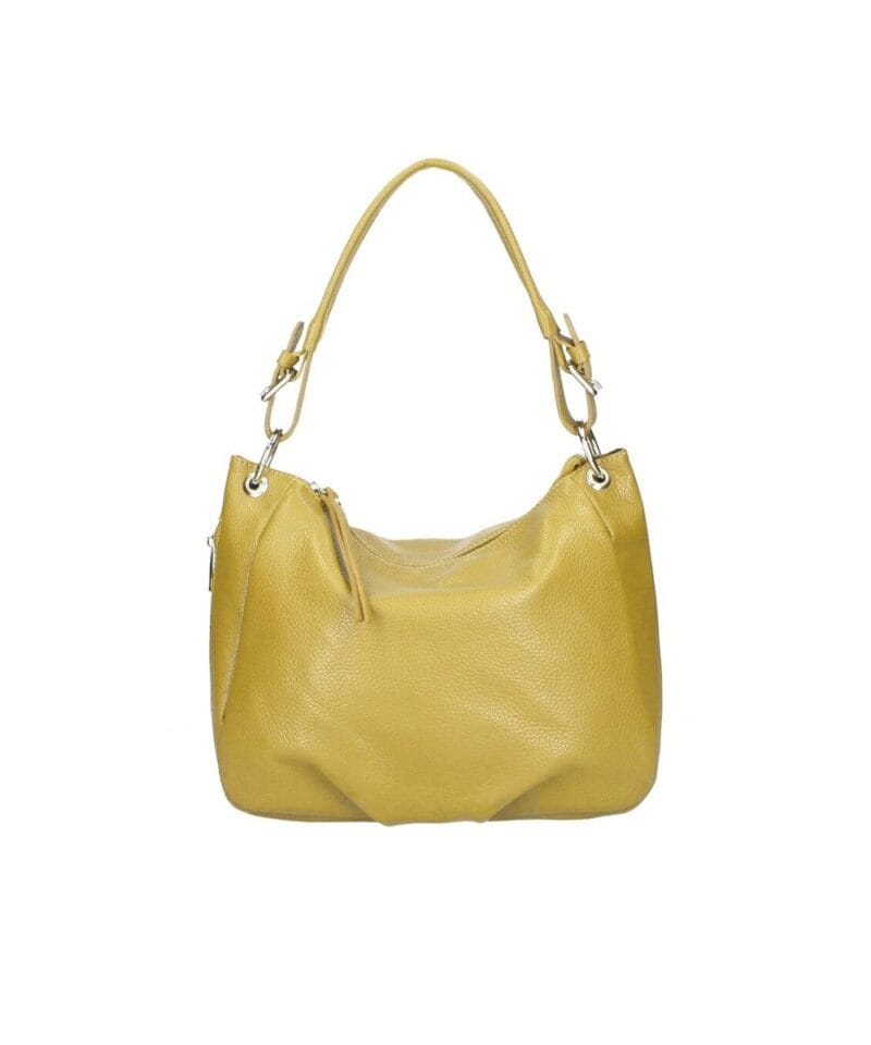 Leren Handtas Otilia mosterd geel gele ruime zacht leren handtassen rits detail trendy unieke italiaans leren tassen kopen bestellen