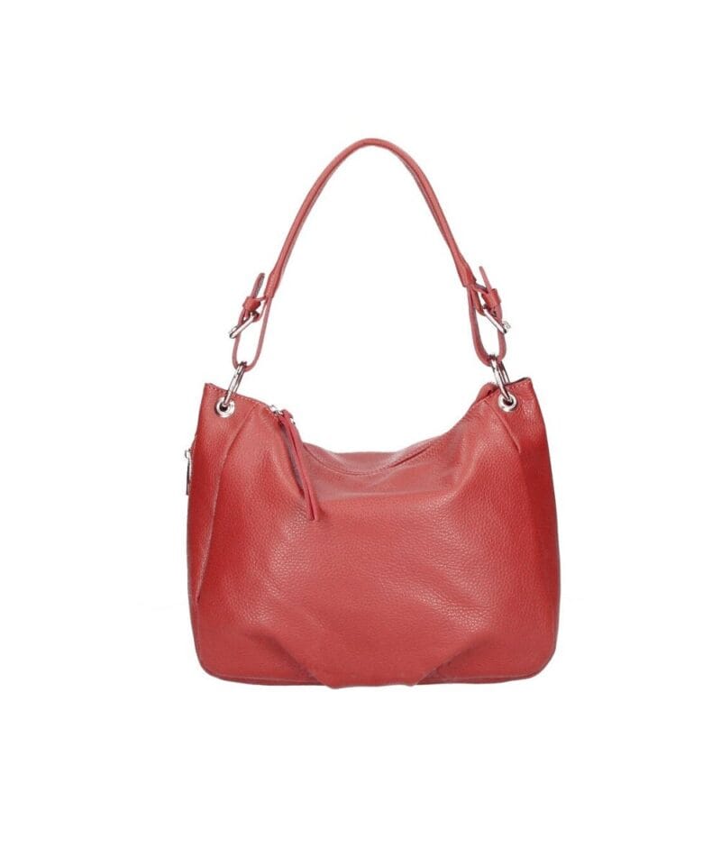 Leren Handtas Otilia rood rode ruime zacht leren handtassen rits detail trendy unieke italiaans leren tassen kopen bestellen