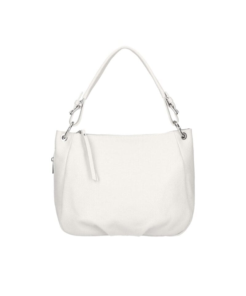 Leren Handtas Otilia wit witte ruime zacht leren handtassen rits detail trendy unieke italiaans leren tassen kopen bestellen