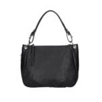 Leren Handtas Otilia zwart zwarte ruime zacht leren handtassen rits detail trendy unieke italiaans leren tassen kopen bestellen