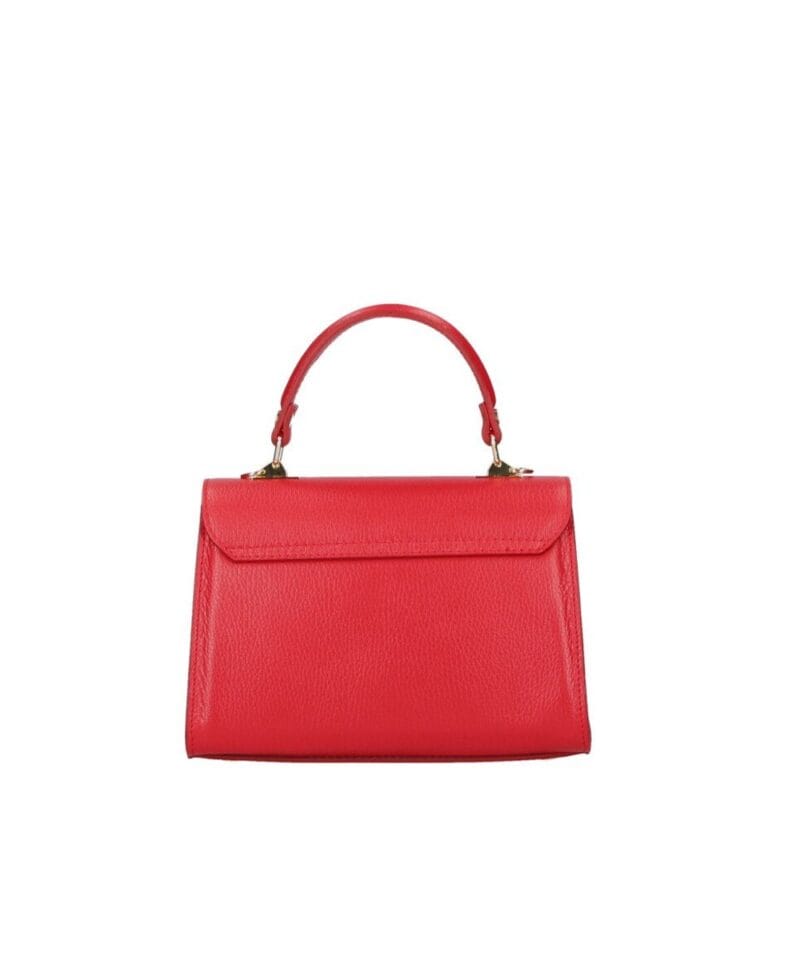 Leren Handtas Penelope rood rode chique leer handtassen schoudertassen gouden draaislot kopen bestellen-achter