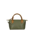 Leren Handtas Rolita leger groen groene mini tote bag handtas met cognac hengsels chique leren tassen kopen-Photoroom