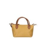 Leren Handtas Rolita mosterd geel gele mini tote bag handtas met cognac hengsels chique leren tassen kopen-Photoroom