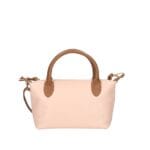 Leren Handtas Rolita poeder roze mini tote bag handtas met cognac hengsels chique leren tassen kopen-