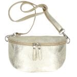 Leren Heuptas Jaden Metallic goud gouden heuptassen crossbodytassen dubbele rits festival tassen kopen bestellen