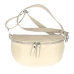 Leren Heuptas Jaden beige heuptassen crossbodytassen dubbele rits festival tassen kopen bestellen-