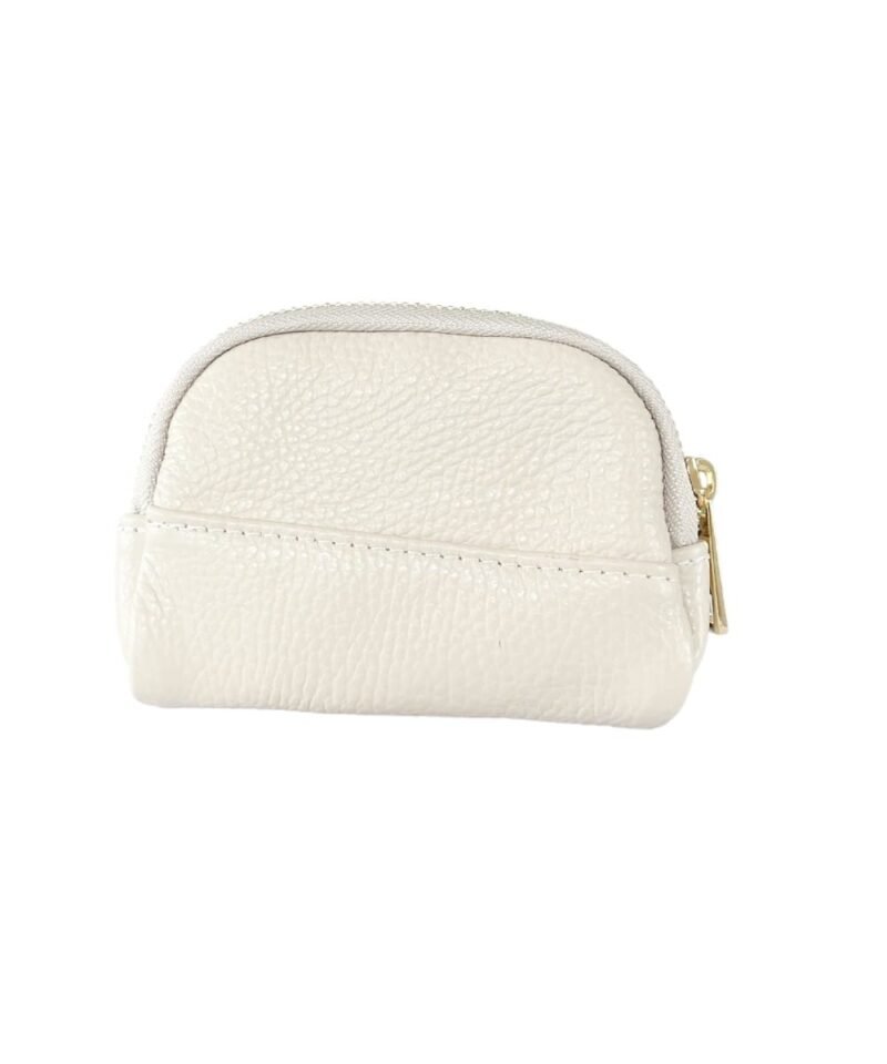 Leren Portemonnee Linda beige creme kleine portemonnees wallets 1 vak rits goud beslag kopen bestellen