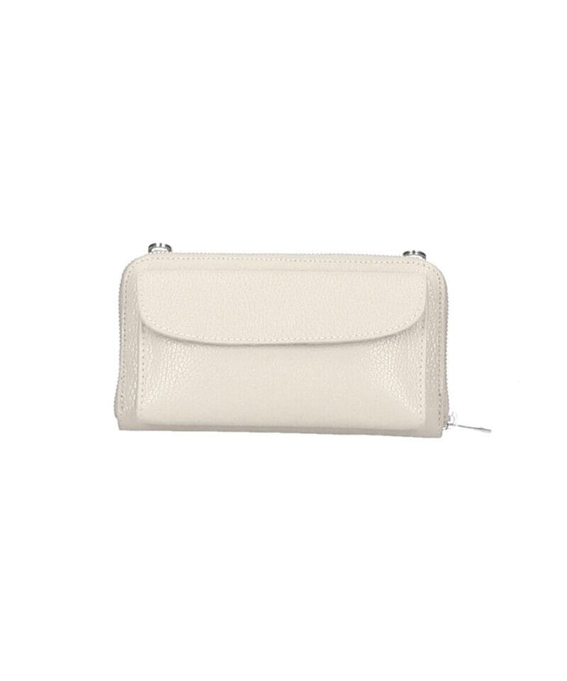 Leren Portemonnee met telefoonvak beige leren telefoontasjes portemonee schoudertas hengsel festival tas bestellen kopen
