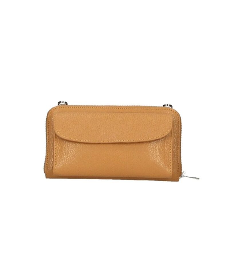 Leren Portemonnee met telefoonvak cognac leren telefoontasjes portemonee schoudertas hengsel festival tas bestellen kopen