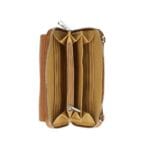 Leren Portemonnee met telefoonvak cognac leren telefoontasjes portemonee schoudertas hengsel festival tas kopen bestellen inside