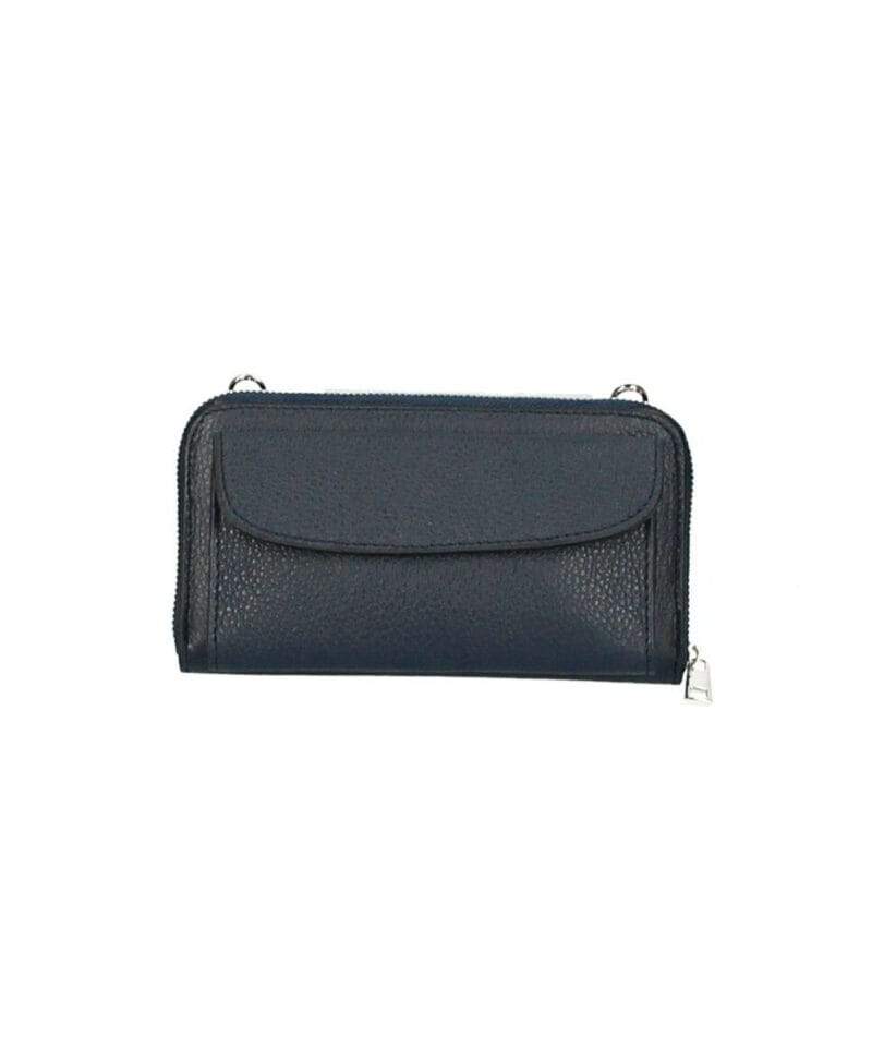 Leren Portemonnee met telefoonvak donker blauw blauwe navy leren telefoontasjes portemonee schoudertas hengsel festival tas kopen bestellen