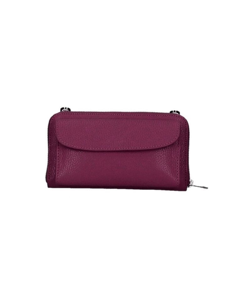 Leren Portemonnee met telefoonvak wijn rood rode leren telefoontasjes portemonee schoudertas hengsel festival tas bestellen kopen