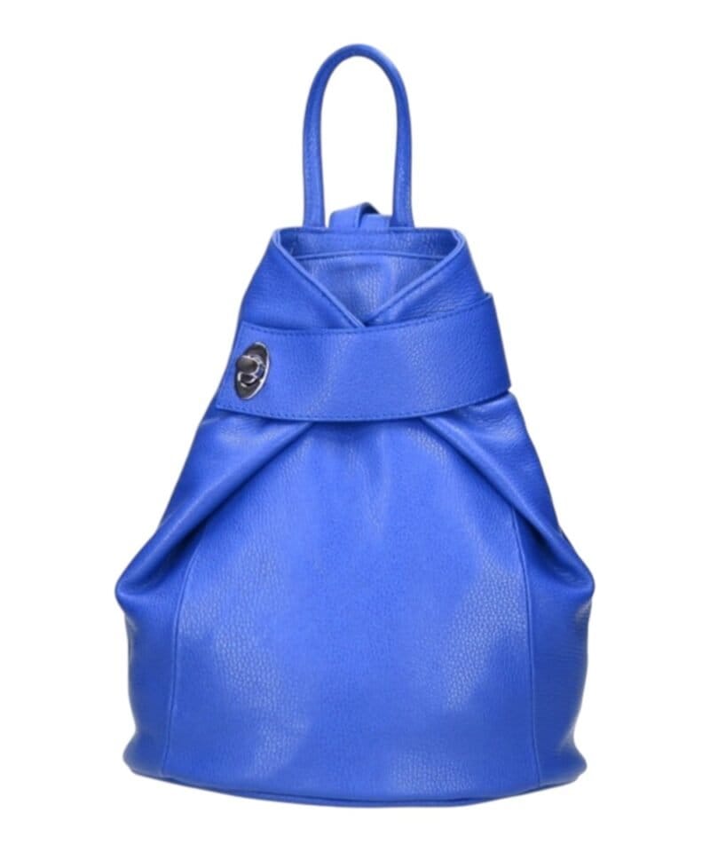 Leren Rugtas Latisha kobalt blauw blauwe leer rugtassen handtassen schoudertassen zilver beslag trendy tassen kopen bestellen-Photoroom