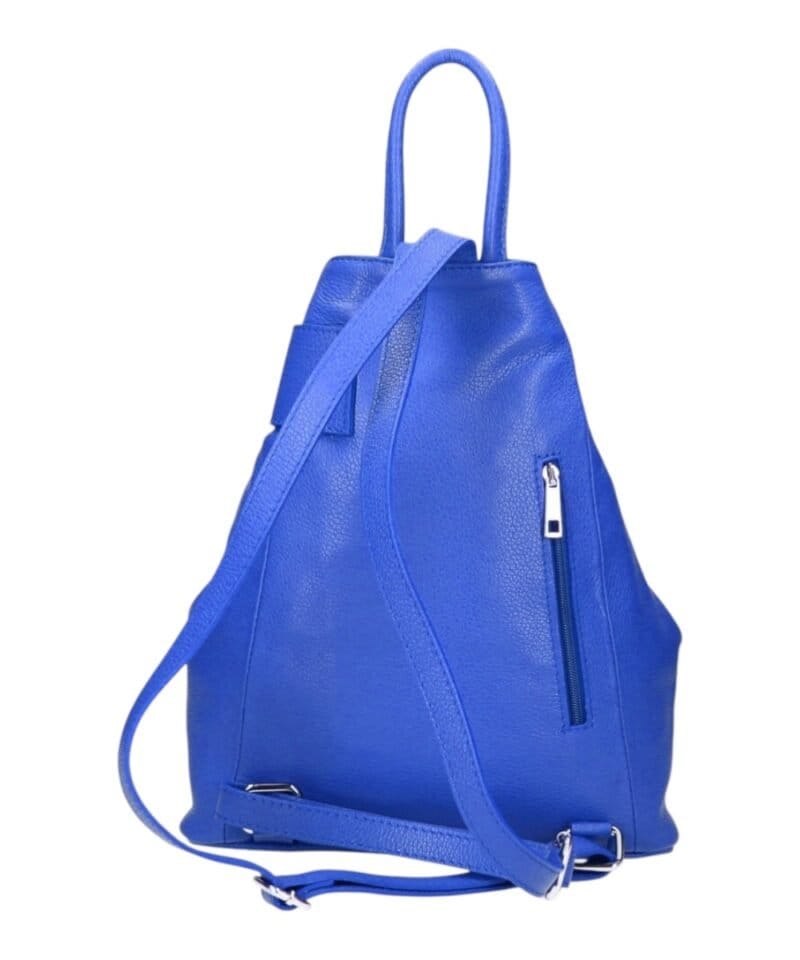 Leren Rugtas Latisha kobalt blauw blauwe navy leer rugtassen handtassen schoudertassen zilver beslag trendy tassen kopen bestellen achterkant-Photoroom