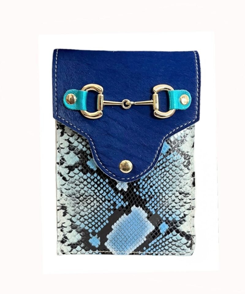 Leren Schoudertas Animal Love multi blauwe slangenprint dierenvacht turquoise beige kleurrijke tasjes dierenvacht kopen bestellen trendy