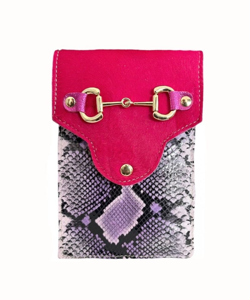 Leren Schoudertas Animal Love multi paarse slangenprint fuchsia dierenvacht taupe kleurrijke tasjes dierenvacht kopen bestellen trendy