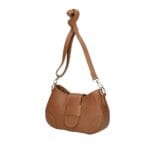 Leren Schoudertas Audrey cognac trendy stevige leren schoudertassen italiaans leder kopen bestellen zij