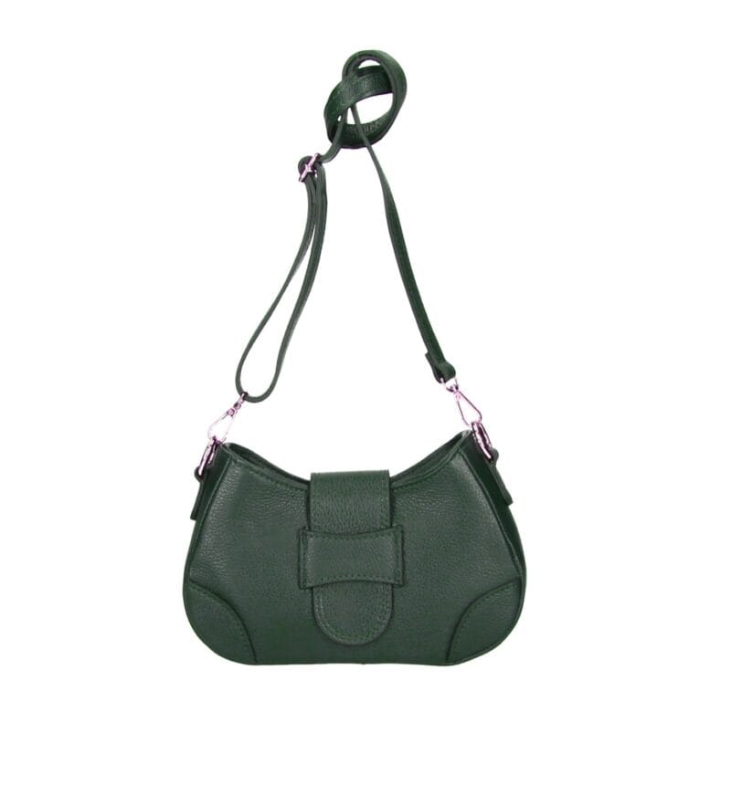 Leren Schoudertas Audrey donker groen groene flessengroen trendy stevige leren schoudertassen italiaans leder kopen bestellen