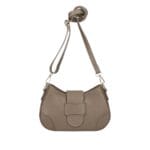 Leren Schoudertas Audrey donker taupe trendy stevige leren schoudertassen italiaans leder kopen bestellen