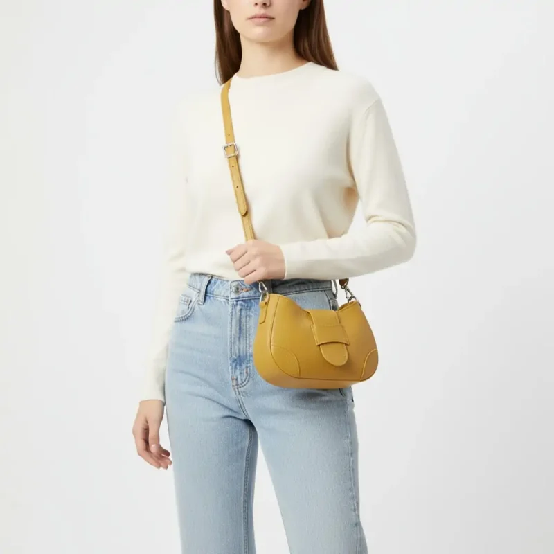 Leren-Schoudertas-Audrey-mosterd-geel-gele-trendy-stevige-leren-schoudertassen-italiaans-leder-kopen-bestellen-model1