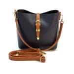 Leren Schoudertas Bella Buckle donker blauwe Cognac Stevige chique leer schoudertassen gouden riemgesp italiaans design kopen bestellen