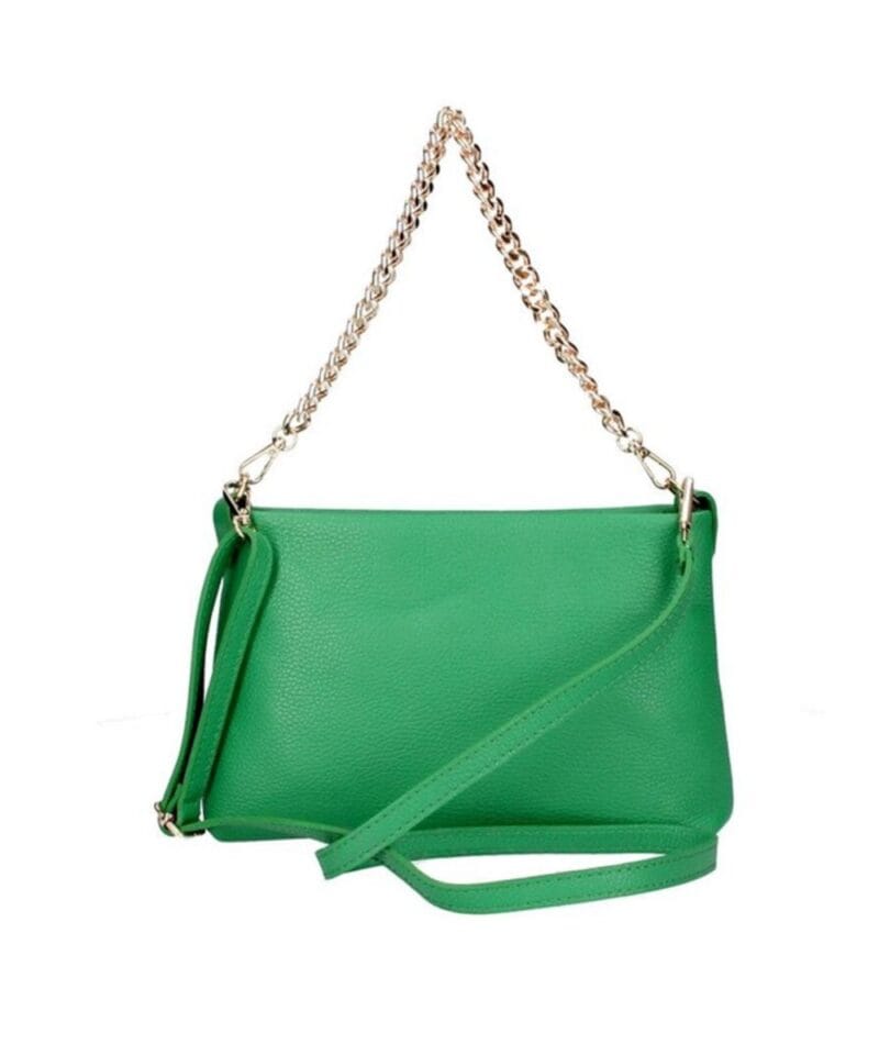 Leren Schoudertas Chain groen groene leer clutches handtassen gouden ketting hengsel luxe lederen tassen kopen bestellen detail