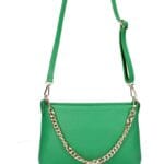 Leren Schoudertas Chain groen groene leer clutches handtassen gouden ketting hengsel luxe lederen tassen kopen bestellen details