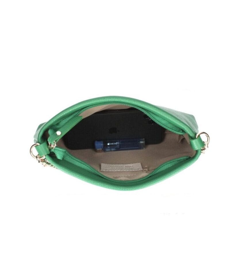 Leren Schoudertas Chain groen groene leer clutches handtassen gouden ketting hengsel luxe lederen tassen kopen bestellen open