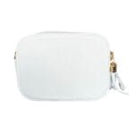 Leren Schoudertas Chevron tassle wit witte leren schoudertassen goud beslag kwastje italiaans leren tassen kopen bestellen achter