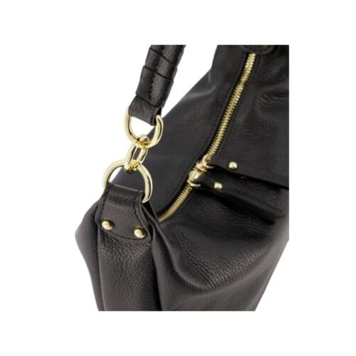 Zwarte Leren Schoudertas Classy Me zwart zwarte schoudertassen gevlochten handtvat chique dames tassen italiaans leer kopen bestellen detail