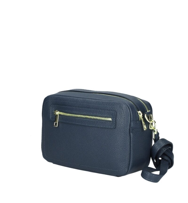 Leren-Schoudertas-Eliana-donker blauw blauwe navy -schoudertassen-dubbele-ritsen-2-vakken-festival-italiaans-tassen-kopen-bestellen