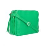 Leren-Schoudertas-Farah-groen groene-leer-tassen-schoudertassen-3-vakken-italiaans-leder-trendy-tassen-dames-kopen-bestellen