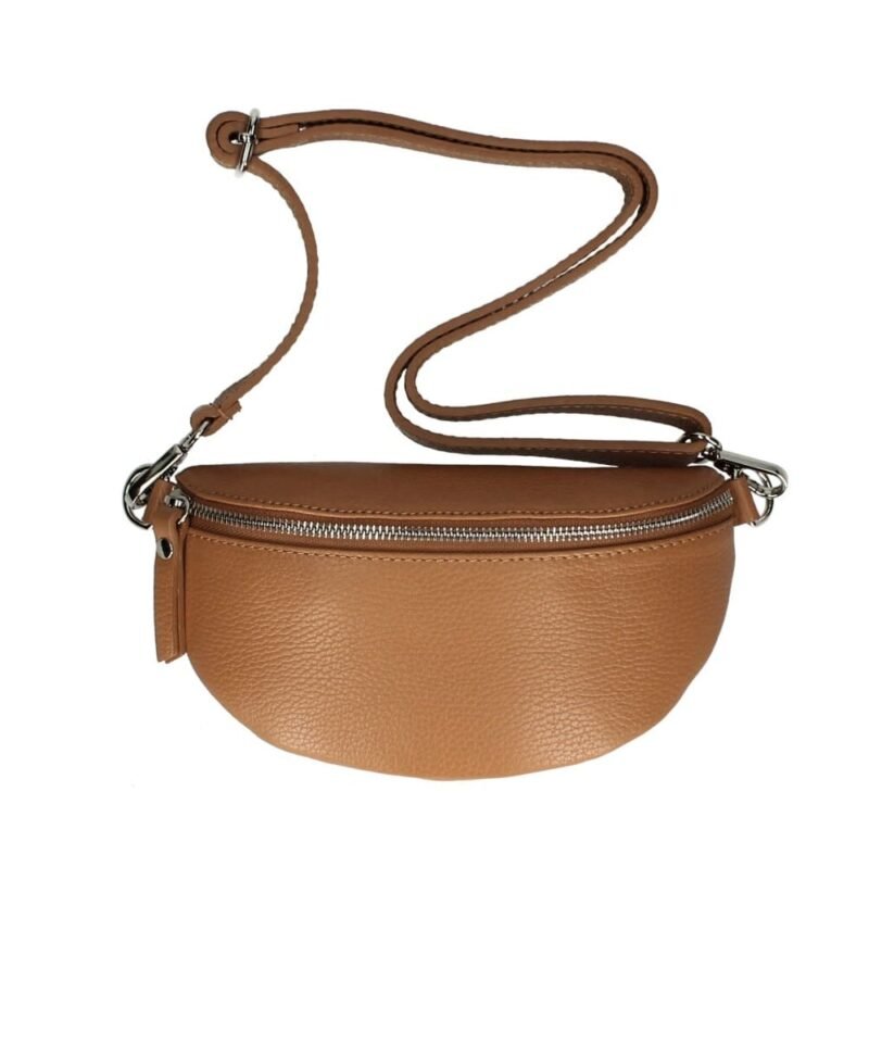 Leren-Schoudertas-Faya-simpele-cognac schoudertas-zilveren-rits-tassen-kopen-bestellen-goedkope-lederen-crossbody-tassen