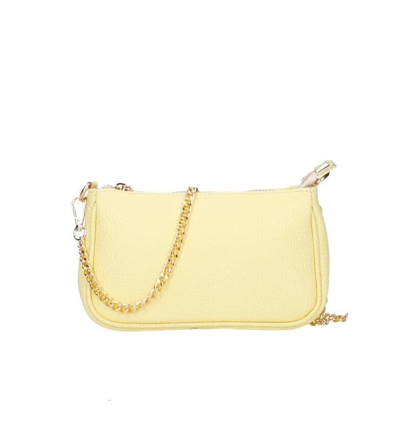 Leren Schoudertas Fiona citroengele geel lichtgele shoudertassen crossbodytas dames gouden kettinghengsel kopen bestellen 1