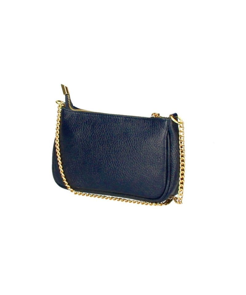 Leren Schoudertas Fiona donker blauw blauwe navy shoudertassen crossbodytas dames gouden kettinghengsel kopen bestellen 1