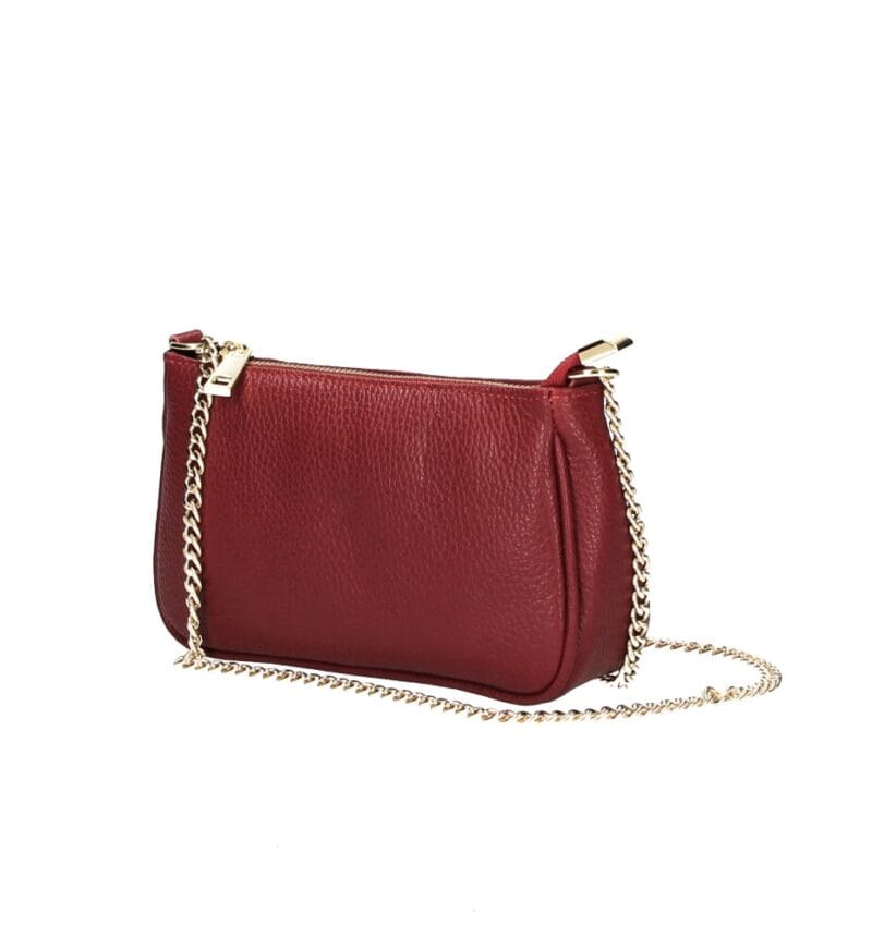 Leren Schoudertas Fiona donker rood rode shoudertassen crossbodytas dames gouden kettinghengsel kopen bestellen 1