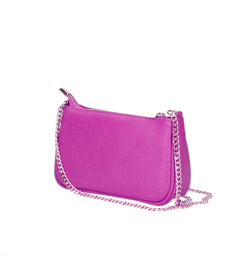 Leren Schoudertas Fiona fuchsia shoudertassen crossbodytas dames gouden kettinghengsel kopen bestellen 1