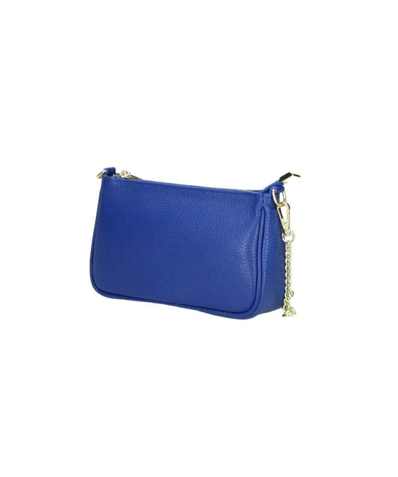 Leren Schoudertas Fiona kobalt blauw blauwe shoudertassen crossbodytas dames gouden kettinghengsel kopen bestellen 1